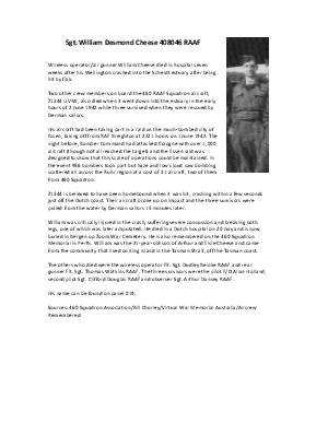 A preview of a PDF biography for Cheese, William Desmond